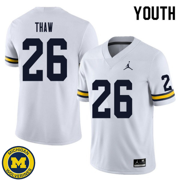 Youth Michigan Wolverines #26 Jake Thaw White University Football Jersey